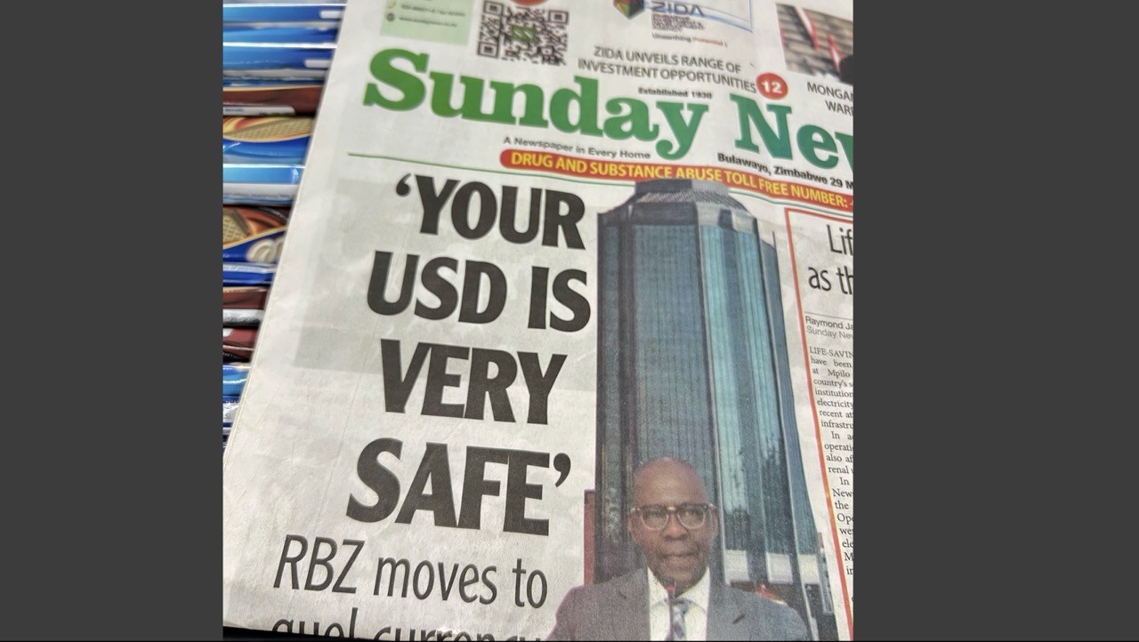 The RBZ announces the USD is safe.